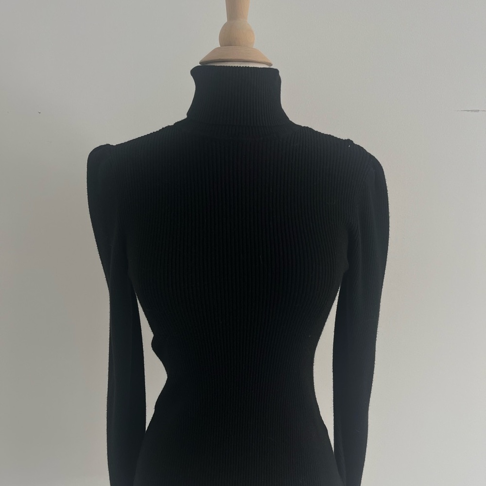YAS Ribbed turtleneck with puff sleeves-size tag missing but think its a Medium
